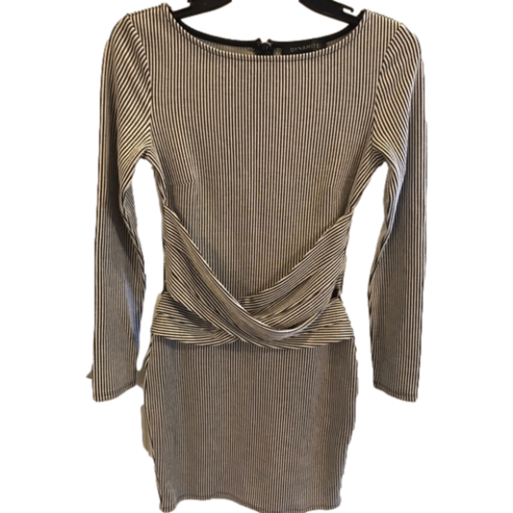 Dynamite Midi Striped Black White Long Sleeve Dress size XS
